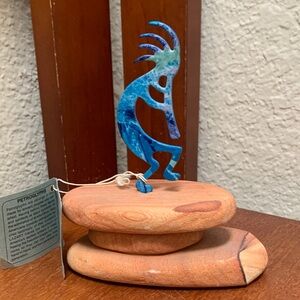 🔹Lazart Metal Art Kokopelli Figurine,Native American Flute Player,Sandstone Base